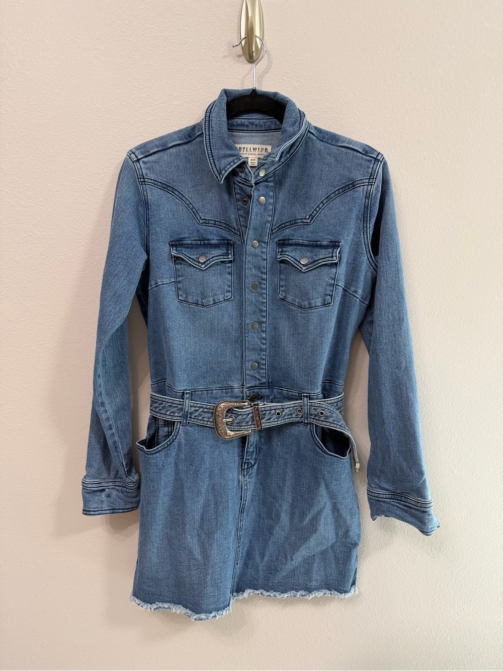 Idyllwind by Miranda Lambert Denim Western Shirt Dress with Belt Size Small